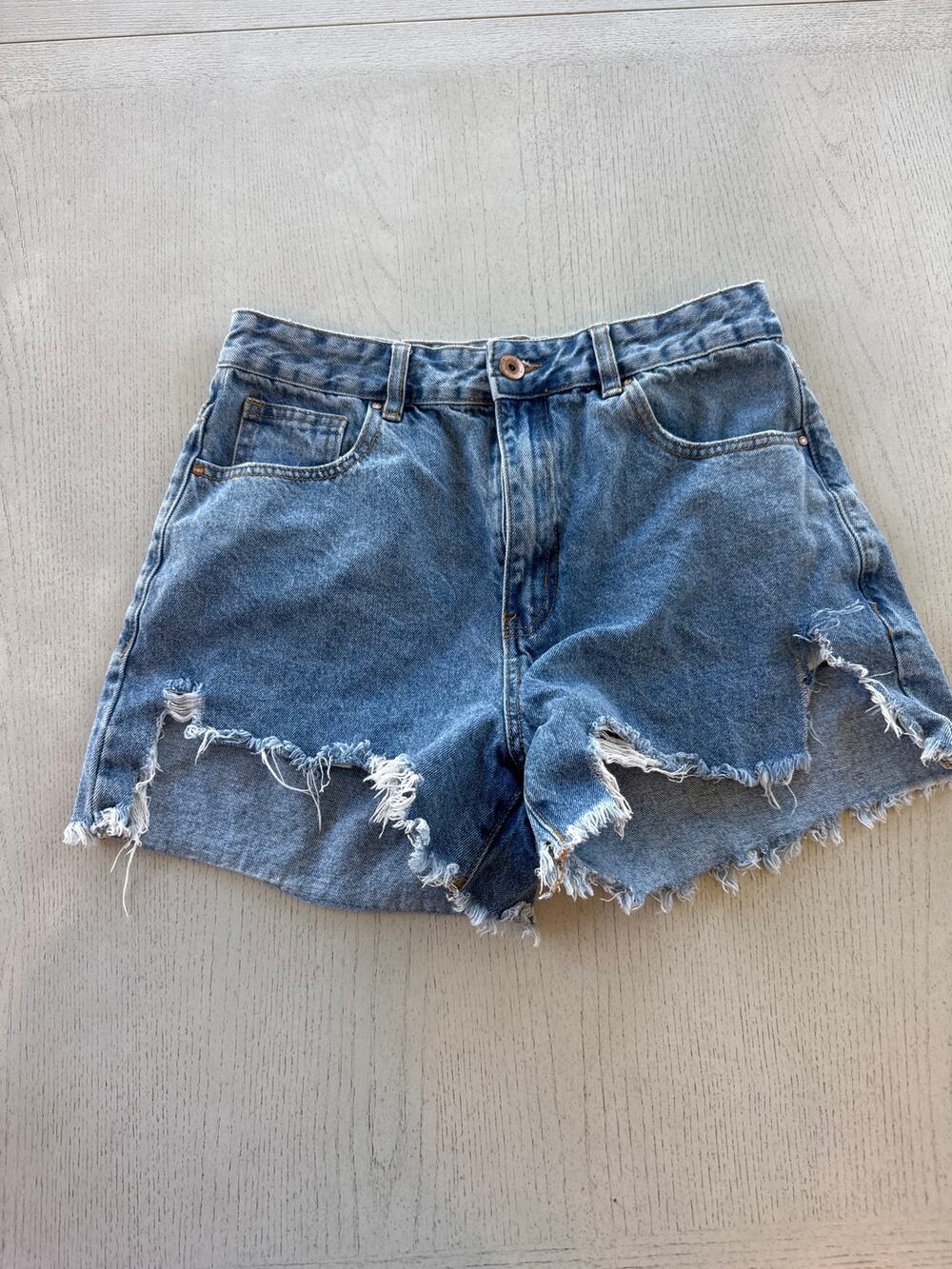 Cotton On High Rise Ripped Denim Mom Shorts